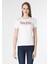 Slim Fit Yazı Baskılı Beyaz Kadın Kısa Kol Tişört 4