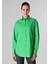 Relax Fit Shirt Neck Düz Kadın Yeşil Uzun Kol Gömlek 5
