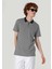 Regular Fit Polo Yaka Çizgili Erkek Lacivert Kısa Kol Tişört 4