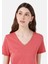 Regular Fit V Yaka Kadın Turuncu Kısa Kol Tişört Cl1063419 4