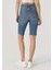 Yüksek Bel Slim Straight Fit Düz Paça Mavi Kadın Şort CL1063580 2