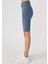 Yüksek Bel Slim Straight Fit Düz Paça Mavi Kadın Şort CL1063580 5