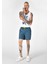 Slim Fit Baskılı Erkek Lacivert Deniz Şortu 3