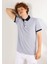 Regular Fit Polo Yaka Jakarlı Erkek Gri Kısa Kol Tişört 1