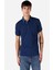 Slim Fit Düğmeli Lacivert Erkek Polo Yaka Kısa Kol Tişört 1