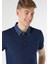 Slim Fit Düğmeli Lacivert Erkek Polo Yaka Kısa Kol Tişört 5