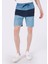 Slim Fit Baskılı Erkek Mavi Deniz Şortu 4