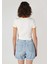 Slim Fit Yuvarlak Yaka Baskılı Kadın Beyaz Kısa Kol Tişört 2