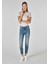 Slim Fit Orta Bel Düz Paça Kadın İndigo Jean Pantolon 3