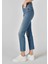 Slim Fit Orta Bel Düz Paça Kadın İndigo Jean Pantolon 4