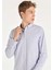 Regular Fit Shirt Neck Çizgili Erkek Mavi Uzun Kol Gömlek 1
