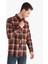 Regular Fit Shirt Neck Ekoseli Erkek Turuncu Uzun Kol Gömlek 1