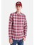 Slim Fit Shirt Neck Ekoseli Erkek Kirmizi Uzun Kol Gömlek 1