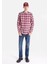 Slim Fit Shirt Neck Ekoseli Erkek Kirmizi Uzun Kol Gömlek 3