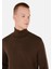 Regular Fit Turtle Neck Jakarlı Erkek Kahverengi Kazak 4