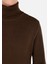 Regular Fit Turtle Neck Jakarlı Erkek Kahverengi Kazak 5