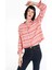 Regular Fit Shirt Neck Ekoseli Kadın Turuncu Uzun Kol Gömlek 1