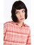 Regular Fit Shirt Neck Ekoseli Kadın Turuncu Uzun Kol Gömlek 4