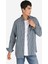 Regular Fit Shirt Neck Kareli Erkek Lacivert Uzun Kol Gömlek 1