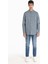 Regular Fit Shirt Neck Kareli Erkek Lacivert Uzun Kol Gömlek 3