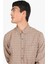 Regular Fit Shirt Neck Kareli Erkek Kahverengi Uzun Kol Gömlek 1