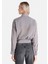 Regular Fit Shirt Neck Ekoseli Kadın Gri Uzun Kol Gömlek 2