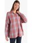 Relaxed Fit Shirt Neck Ekoseli Kadın Turuncu Uzun Kol Gömlek 1