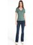 Slim Fit V Yaka Kadın Yeşil Kısa Kol Tişört 3