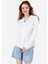 Regular Fit Shirt Neck Kadın Beyaz Uzun Kol Gömlek CL1067671 1