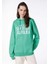 Regular Fit Baskılı Yeşil Kadın Sweatshirt 1