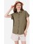 Regular Fit Shirt Neck Kadın Yeşil Kısa Kol Gömlek Cl1067882 1