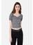 Slim Fit V Yaka Kadın Siyah Karpuz Tişört Cl1067922 1