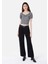 Slim Fit V Yaka Kadın Siyah Karpuz Tişört Cl1067922 3