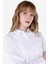 Relaxed Fit Shirt Neck Kadın Beyaz Uzun Kol Gömlek Cl1068247 4
