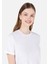 Regular Fit Yuvarlak Yaka Kadın Beyaz Kısa Kol Tişört Cl1068563 4