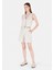 Slim Fit V Yaka Kadın Ekru Kolsuz Gömlek Cl1068941 3