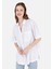 Relax Fit Shirt Neck Kadın Beyaz Kısa Kol Gömlek Cl1068891 1