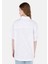 Relax Fit Shirt Neck Kadın Beyaz Kısa Kol Gömlek Cl1068891 2