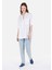 Relax Fit Shirt Neck Kadın Beyaz Kısa Kol Gömlek Cl1068891 3