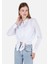 Regular Fit Shirt Yaka Desenli Mavi Kadın Uzun Kol Gömlek 1