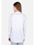 Regular Fit Shirt Yaka Desenli Mavi Kadın Uzun Kol Gömlek 2