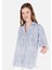 Regular Fit Shirt Yaka Roll-Up Kol Çizgili Beyaz Kadın Uzun Kol Gömlek 1