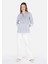 Regular Fit Shirt Yaka Roll-Up Kol Çizgili Beyaz Kadın Uzun Kol Gömlek 3