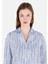 Regular Fit Shirt Yaka Roll-Up Kol Çizgili Beyaz Kadın Uzun Kol Gömlek 4