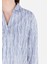Regular Fit Shirt Yaka Roll-Up Kol Çizgili Beyaz Kadın Uzun Kol Gömlek 5