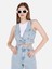 Slim Fit Kadın Mavi Gömlek Kısa Kol Cl1069617 1
