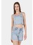 Slim Fit Yuvarlak Yaka Kolsuz Kadın Mavi Gömlek K.kol Cl1069854 1