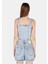 Slim Fit Yuvarlak Yaka Kolsuz Kadın Mavi Gömlek K.kol Cl1069854 2