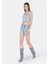 Slim Fit Yuvarlak Yaka Kolsuz Kadın Mavi Gömlek K.kol Cl1069854 3