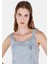 Slim Fit Yuvarlak Yaka Kolsuz Kadın Mavi Gömlek K.kol Cl1069854 4